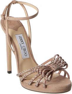 Jimmy Choo Kaite 120 Ankle Strap Embellished Suede Sandal