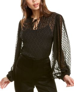 alice + olivia Julius Silk-Blend Top