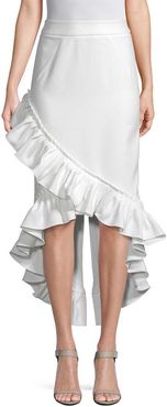 WHITE STORY Asymmetric Ruffle Skirt