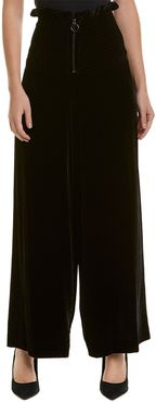 Rebecca Taylor Smocked Velvet Silk-Blend Pant