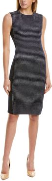 St. John Dotted Inlay Tweed Wool-Blend Sheath Dress