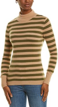 Kier + J Stripe Turtleneck Cashmere Sweater