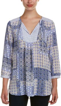 NYDJ Plaid Peasant Top