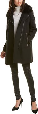 Nine West Asymmetrical Zip Wool-Blend Coat