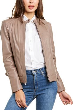 Cole Haan Zip Front Leather Jacket