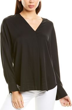 Vince V-Neck Silk-Blend Popover