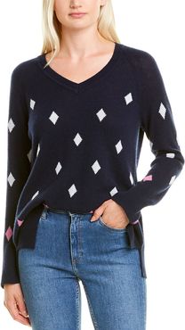 Hannah Rose Intarsia Diamonds Cashmere Sweater