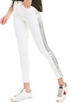 FRAME Denim Le High Blanc Foil Tux Skinny Leg