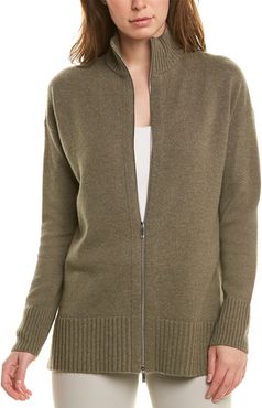 Lafayette 148 New York Stand Collar Zip Front Cashmere Cardigan