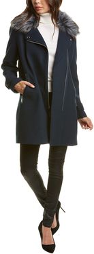 Nine West Asymmetrical Zip Wool-Blend Coat