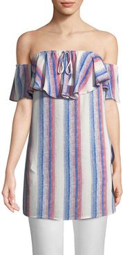 RENVY Striped Off-the-Shoulder Tunic