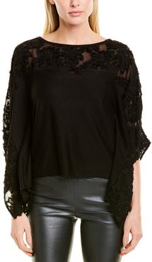 Max & Moi Silk & Cashmere-Blend Poncho Top