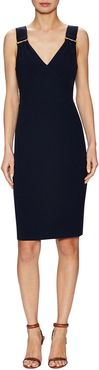 Pure Navy Buckle Strapped Sheath Dress