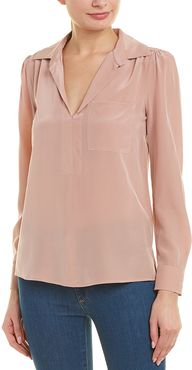 Lavender Brown Shirred Silk Top