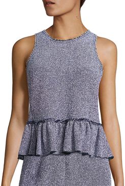 Rebecca Taylor Stretch Tweed Peplum Top