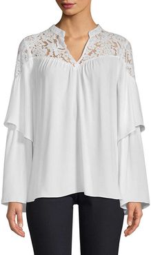 BCBGMAXAZRIA Lace-Trimmed Blouse