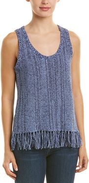 Three Dots Fringe Sweater Tank