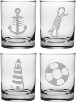 Susquehanna Glass Set of 4 Seafarer Assortment Rocks Glasses