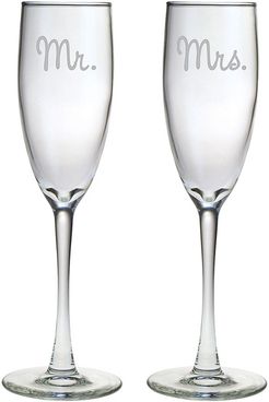 Susquehanna Glass Set of Two 5.75oz Mr. & Mrs. Champagne Flutes