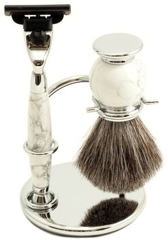 Bey-Berk Mach 3 Razor & Pure Badger Brush with Stand