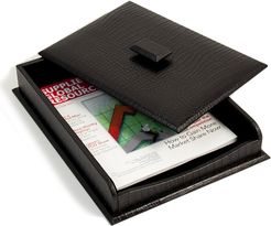 Bey-Berk "Croco" Leather Letter Tray with Cover