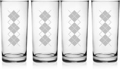 Susquehanna Glass Argyle Set of Four 15oz Hi Ball Glasses
