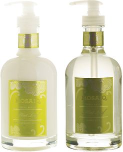 Mosaiq Mint Leaf & Lime 2pc Hand Soap & Lotion Glass Bottle Set