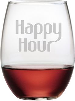 Susquehanna Glass Happy Hour Set of 4 21oz  Stemless Wine Glasses