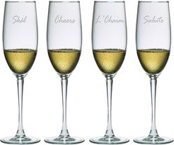 Susquehanna Glass Cheers Around The World Set of 4 8oz Flutes