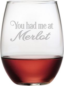 susquehanna You Had Me at Merlot Set of Four 21oz Stemless Wine Glasses
