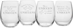 Susquehanna Glass Set of 4 Unicorn Assortment Stemless Wine