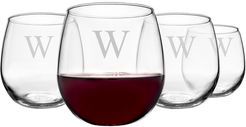 Cathy's Concepts Set of 4 Personalized Red Wine Glasses