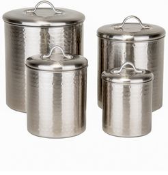 Old Dutch 4pc Hammered Brushed Nickel Canister Set