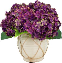 Creative Displays Purple & Green Hydrangeas in Cream Ceramic Vase