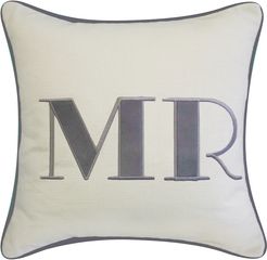 Edie@Home Celebrations Embroidered "Mr" Decorative Pillow