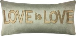Edie@Home Celebrations Gold Embroidered "Love Is Love" Decorative Pillow