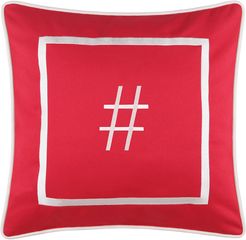 Edie@Home Outdoor Embroidered Monogram Decorative Pillow, "#"