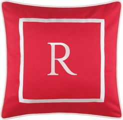 Edie@Home Outdoor Embroidered Monogram Decorative Pillow, "R"