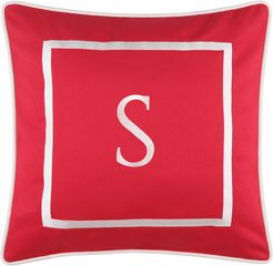 Edie@Home Outdoor Embroidered Monogram Decorative Pillow, "S"