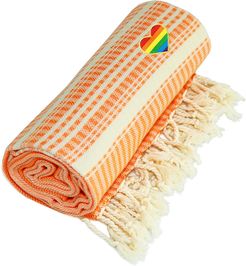 Linum Home Textiles Luxe Herringbone Rainbow Heart Beach Towel