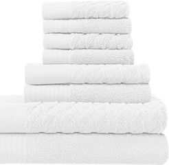 Superior Herringbone Jacquard & Solid 8pc Turkish Cotton Towel Set