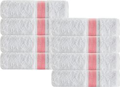 Enchante Home Set of 8 Unique Salmon Stripe Hand Towels