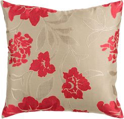 Surya Red Blossoms Decorative Pillow
