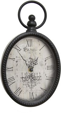 Stratton Home Decor Antique Black Oval Wall Clock