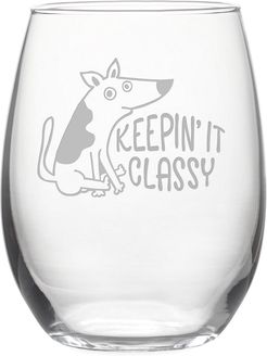 Susquehanna Glass Set of 4 Classy Dog Stemless Wine Tumblers