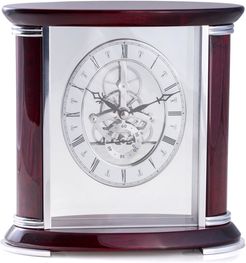 Bey-Berk Luxemburg, Lacquered Rosewood & Stainless Steel Accents Quartz Clock