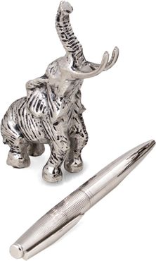 Bey-Berk Antique Silver Plated Elephant Pen Holder