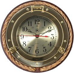 Bey-Berk Brass Porthole Quartz Clock