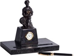 Bey-Berk Bronze Finished Hippocrates Sculpture with Clock