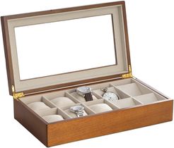 Bey-Berk Cherry Wood Six Watch & Four Pocket Watch Storage Box